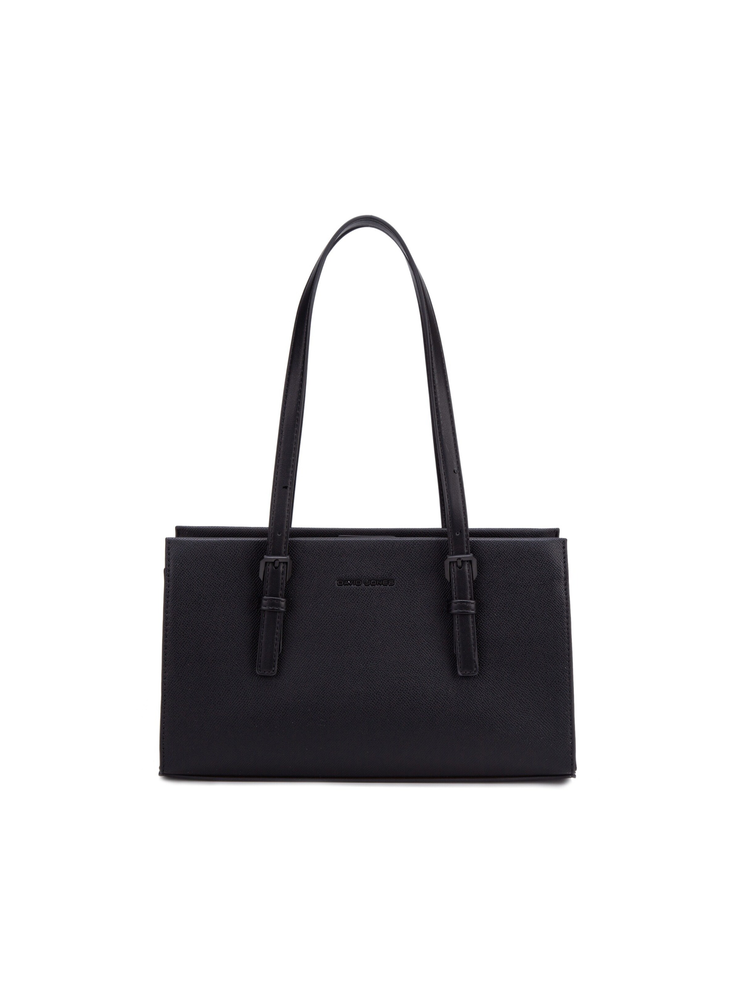 Borsa a spalla 'Borsa a spalla David Jones ecopelle Saffiano manici piatti regolabili' di David Jones in nero: frontale