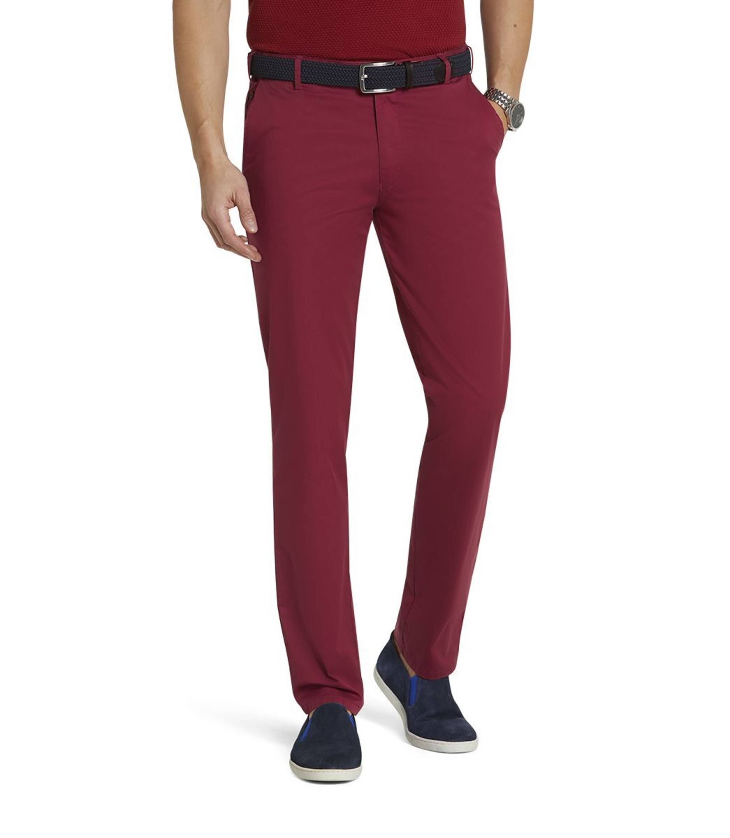MEYER Regular Chino trousers 'Oslo' in Red: front