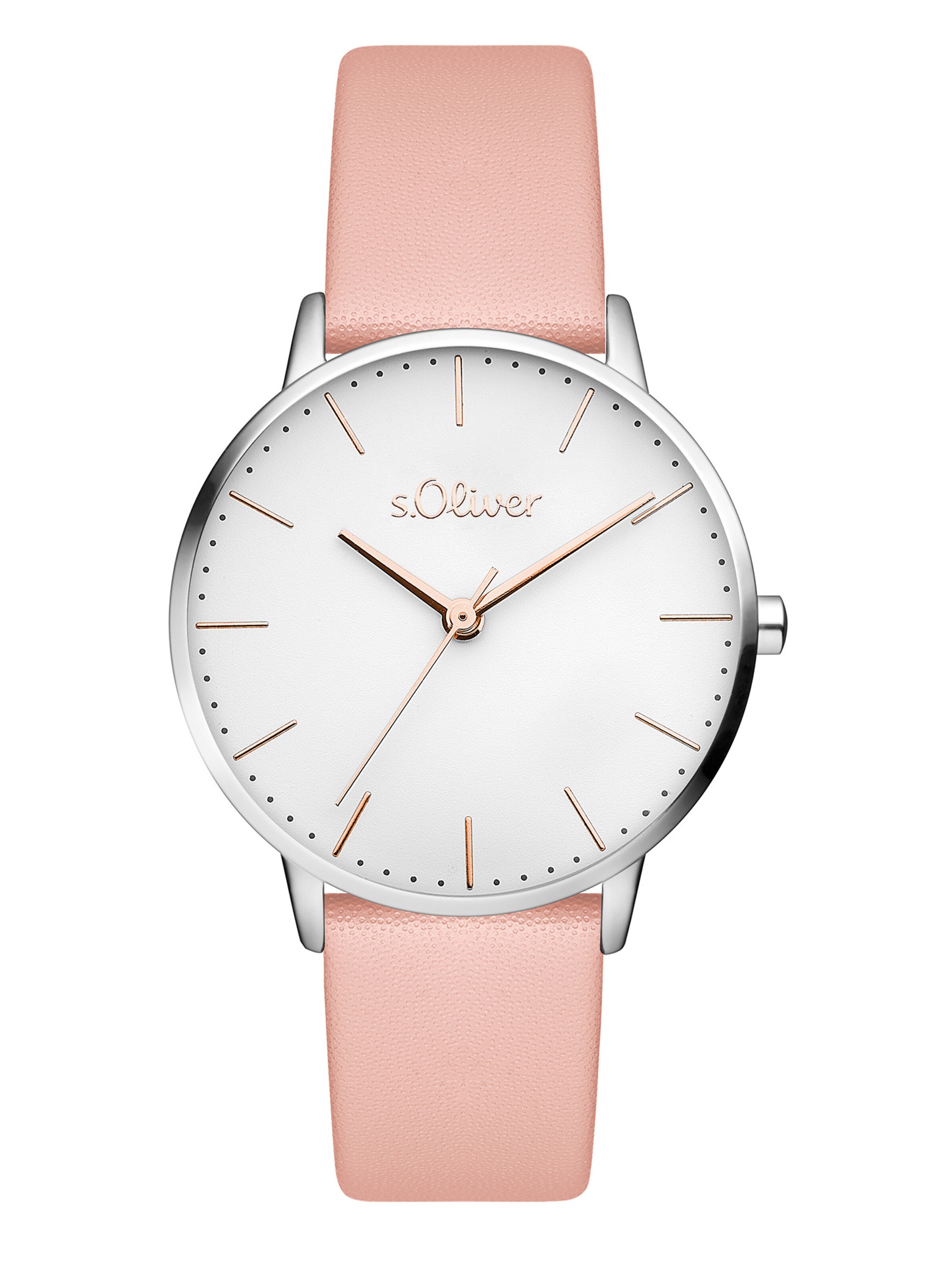 s.Oliver Analog Watch 'Modern Basics' in Pink: front