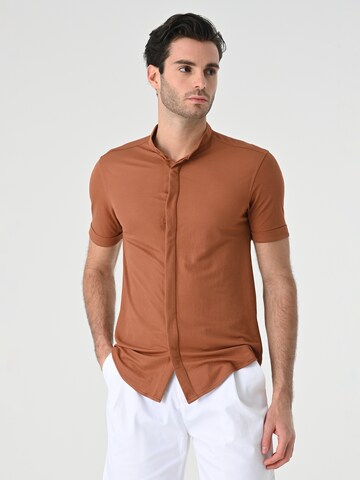 Antioch Slim fit Button Up Shirt in Brown: front