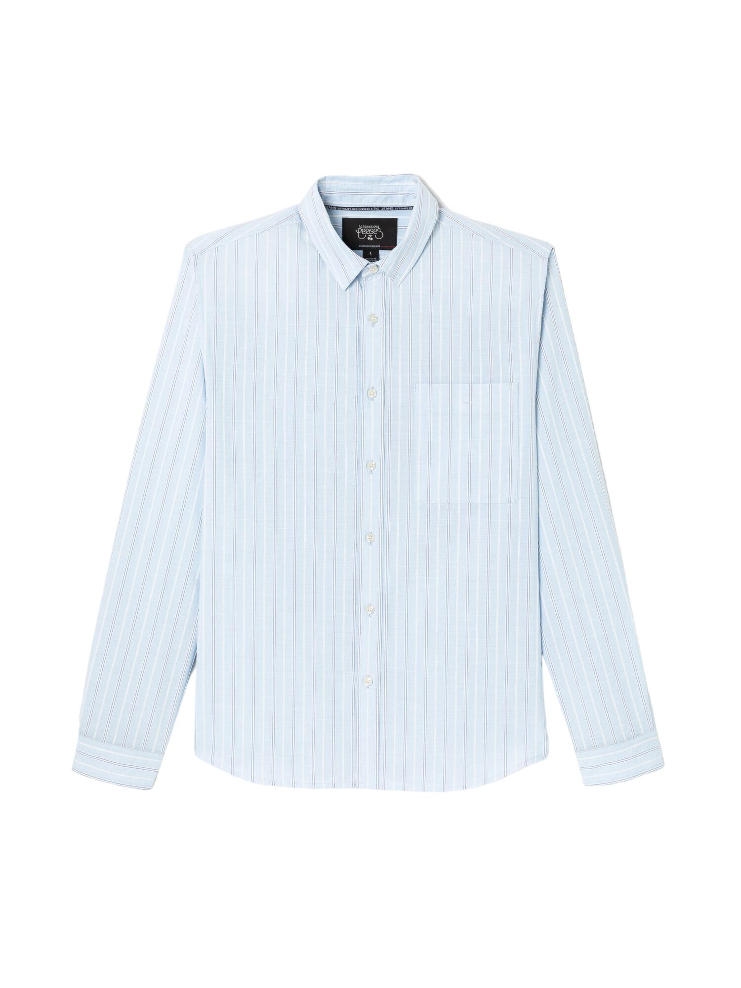 Le Temps Des Cerises Regular fit Overhemd 'VARDA' in Blauw: voorkant
