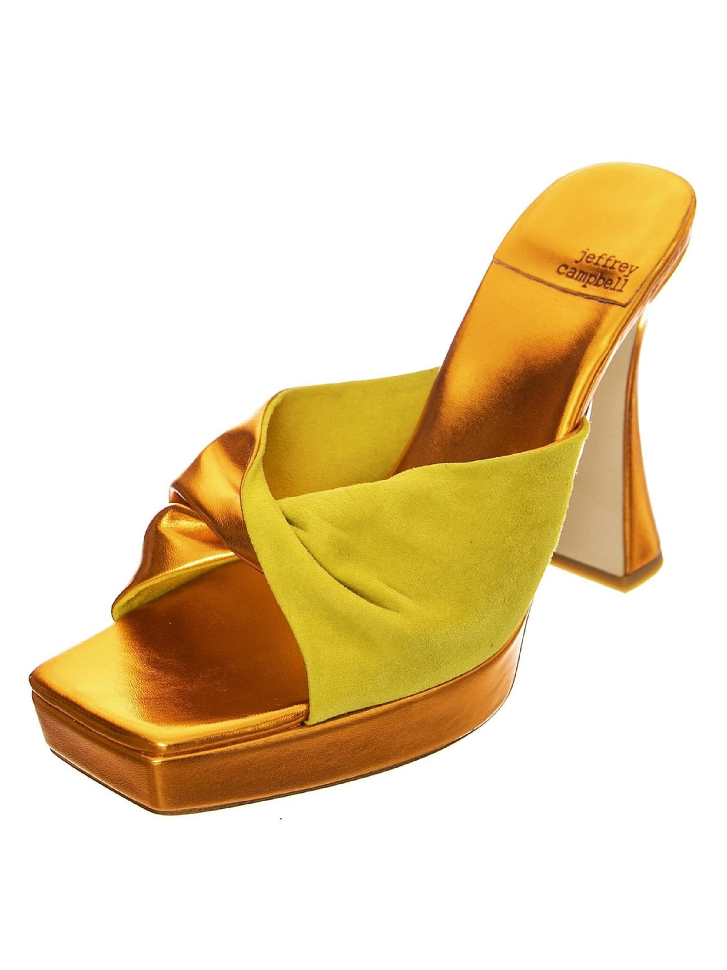 Jeffrey Campbell Sandaler 'W' Hollyweird Yellow Kid Suede and Pu Sandals' i orange: forside