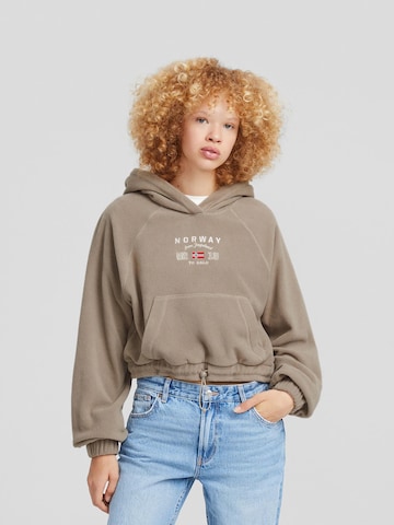 Sweat-shirt Bershka en beige : devant