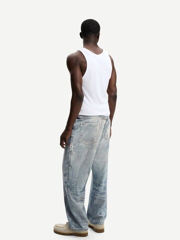 Bershka Voľný strih Džínsy - Modrá