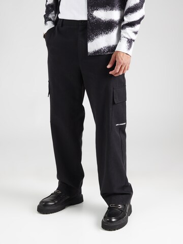 Karl Lagerfeld Regular Cargo Pants in Black: front