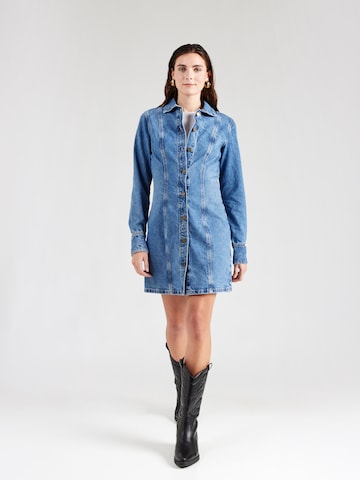 GUESS JEANS Košilové šaty – modrá: přední strana