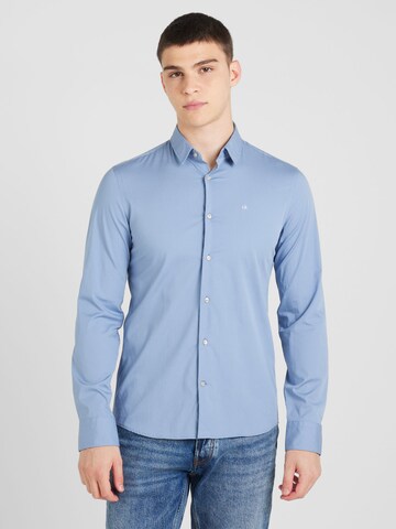 Calvin Klein Slim fit Srajca | modra barva: sprednja stran