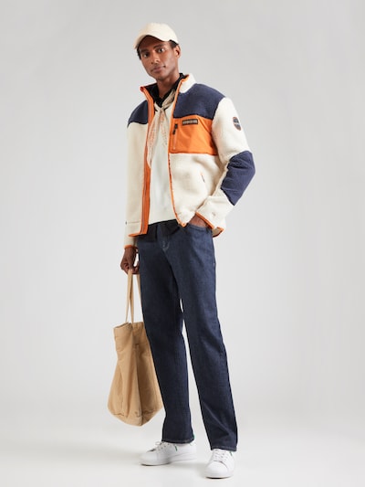 NAPAPIJRI Veste en polaire 'YUPIK' en crème / bleu foncé / orange, Vue avec produit