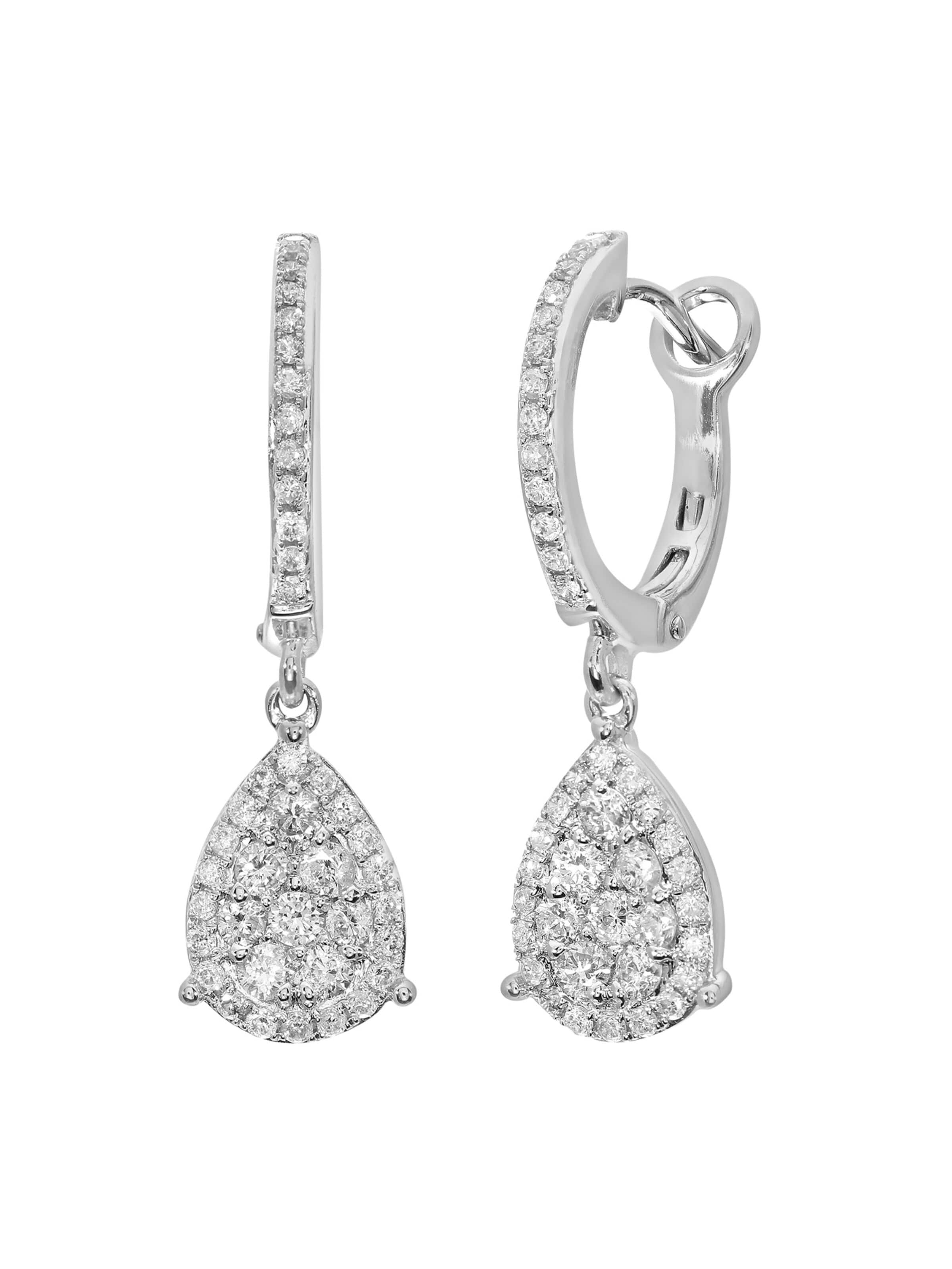 DIAMANT LETERNEL Earrings 'Ohrhänger aus 750 Weißgold mit 0.60 Karat Diamant' in Silver: front