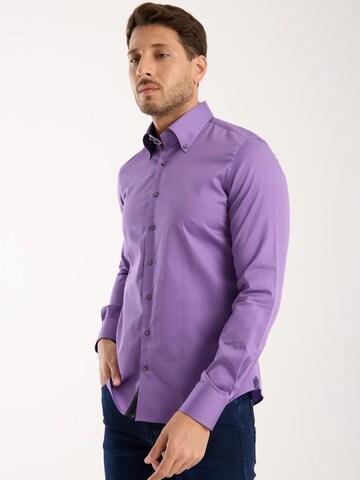 Slim fit Camicia business 'Roma Iconic Satin Man Shirt' di 7Camicie in lilla
