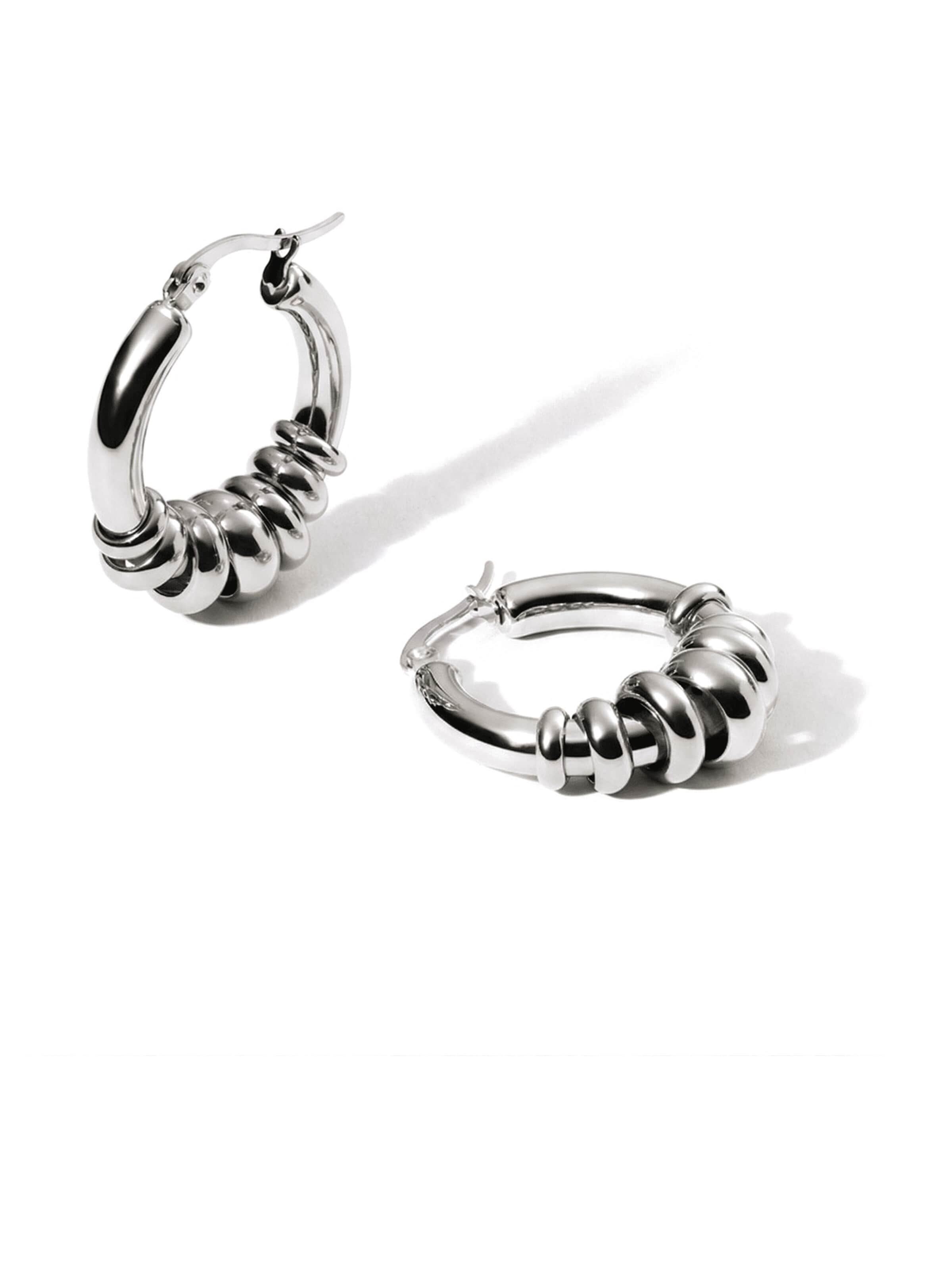 hiBALI Earrings 'Link Curvy' in Silver: front