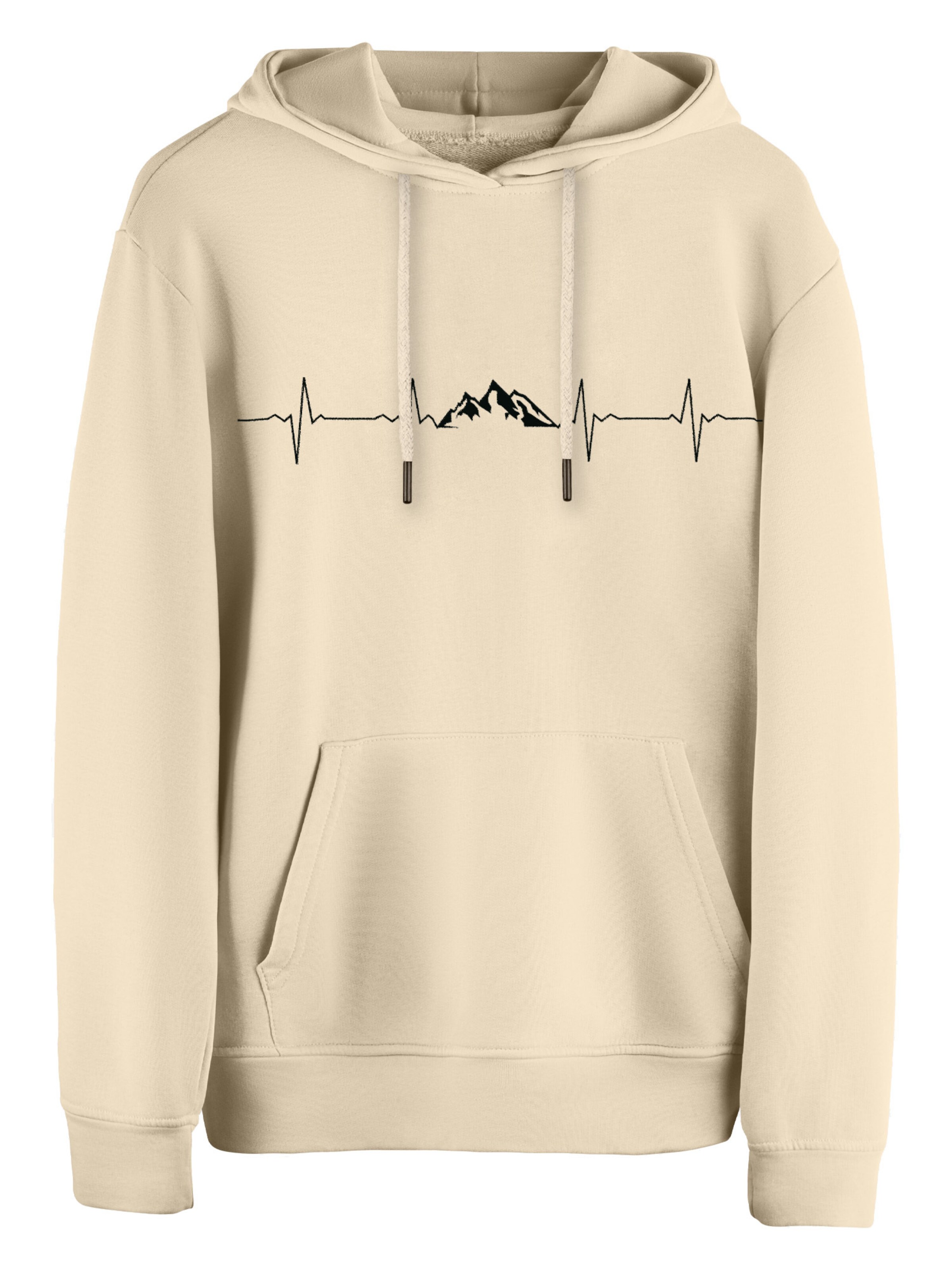 Cotton Prime Sweatshirt 'Pulsschlag Berge' in Beige: voorkant