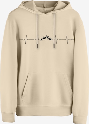 Cotton Prime Sweatshirt 'Pulsschlag Berge' in Beige: front