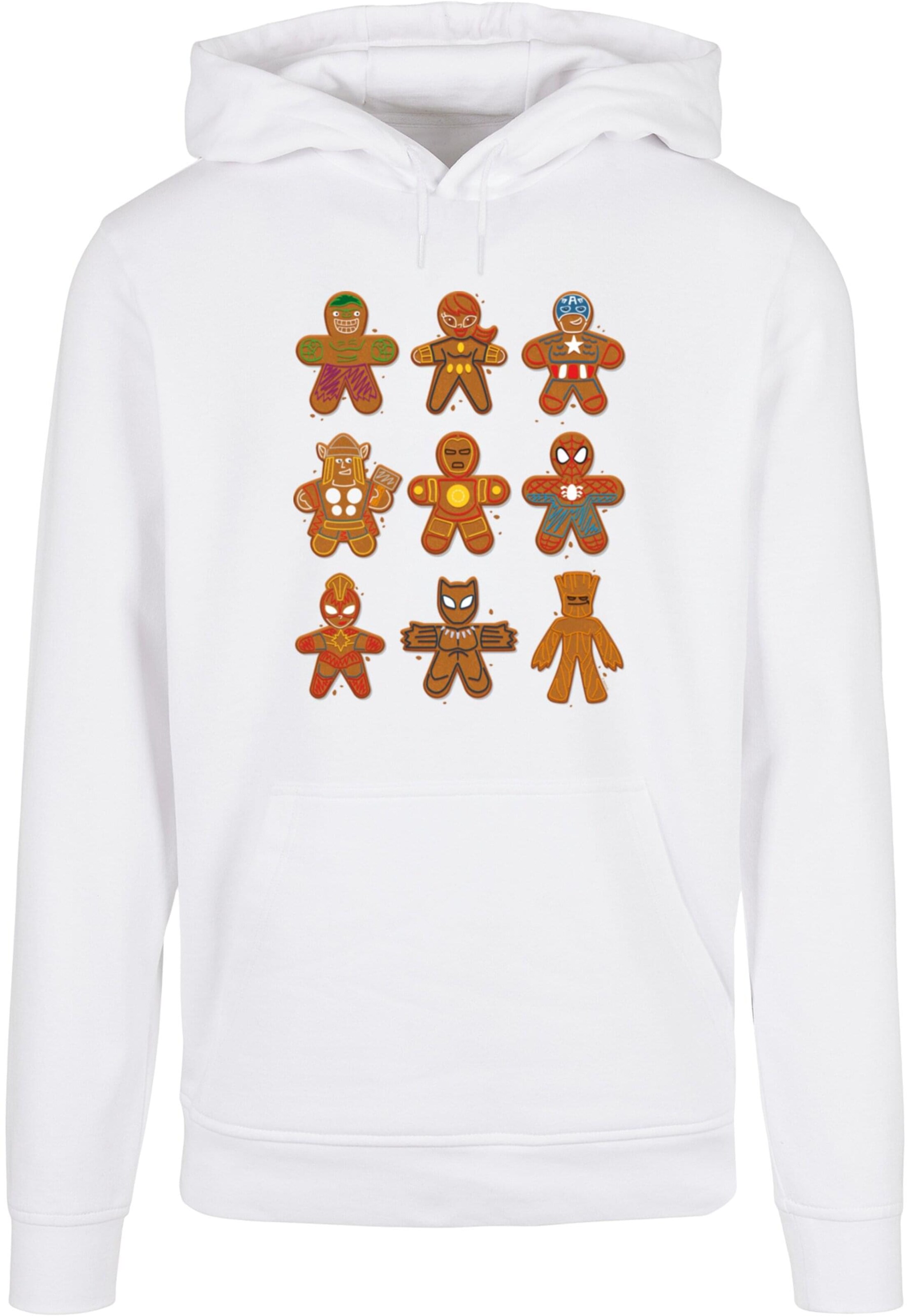 ABSOLUTE CULT Sweatshirt 'Marvel Universe - Christmas Gingerbread Avengers' in White: front