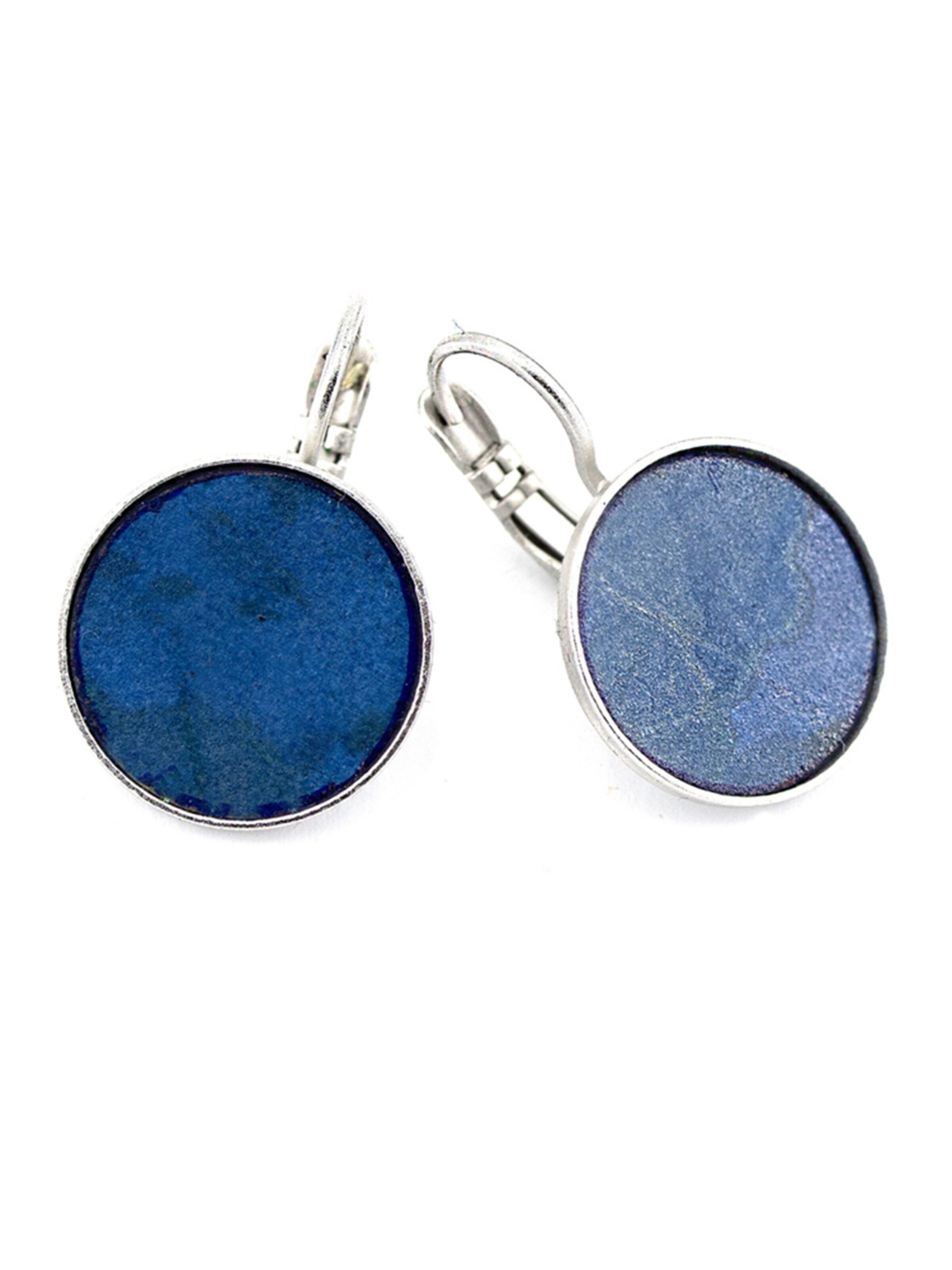 Sergio Engel Ohrringe 'Patina Ohrring 01 Elegante Edelstahlhänger mit patinierten Metallplättchen'‌‌‌‌ in Blau: Vorderseite