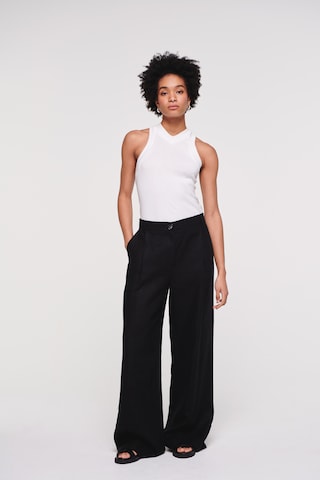 Wide Leg Pantalon à pince 'Hainault' Aligne en noir