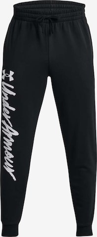 Effilé Pantalon de sport 'Rival' UNDER ARMOUR en noir : devant