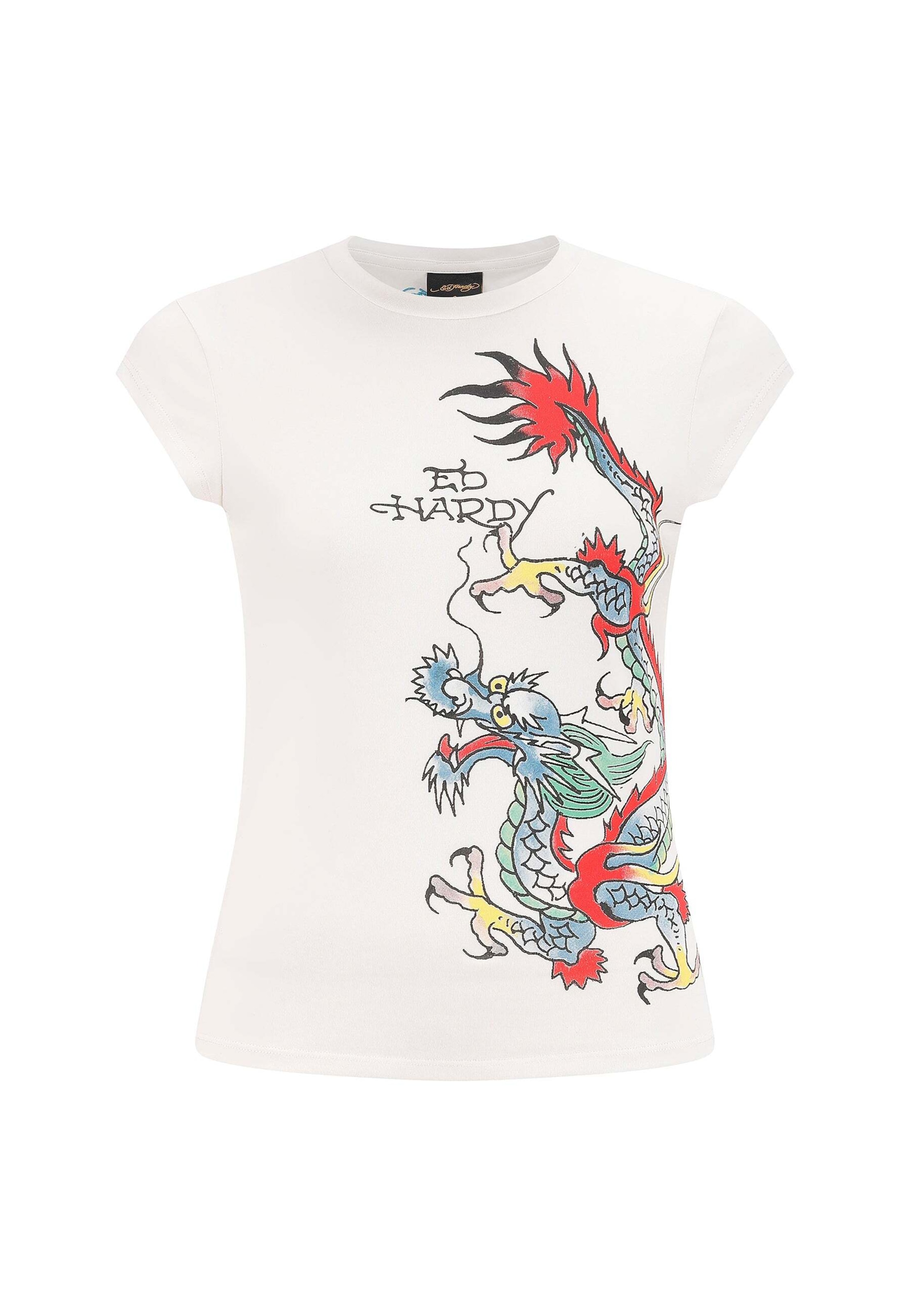 Ed Hardy T-Shirt 'Rawling Dragon' in Weiß: Vorderseite