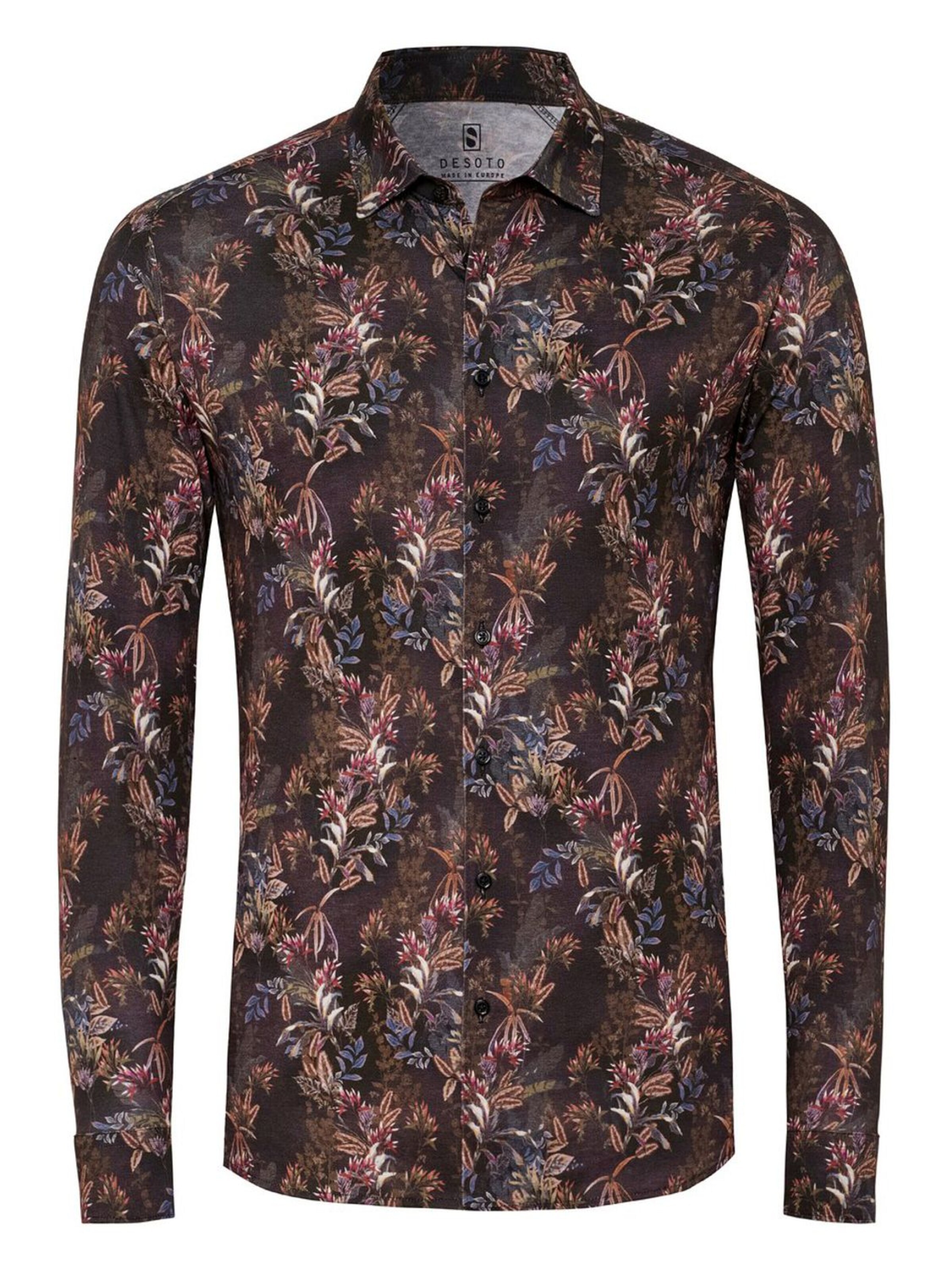 DESOTO Slim fit Button Up Shirt in Brown: front