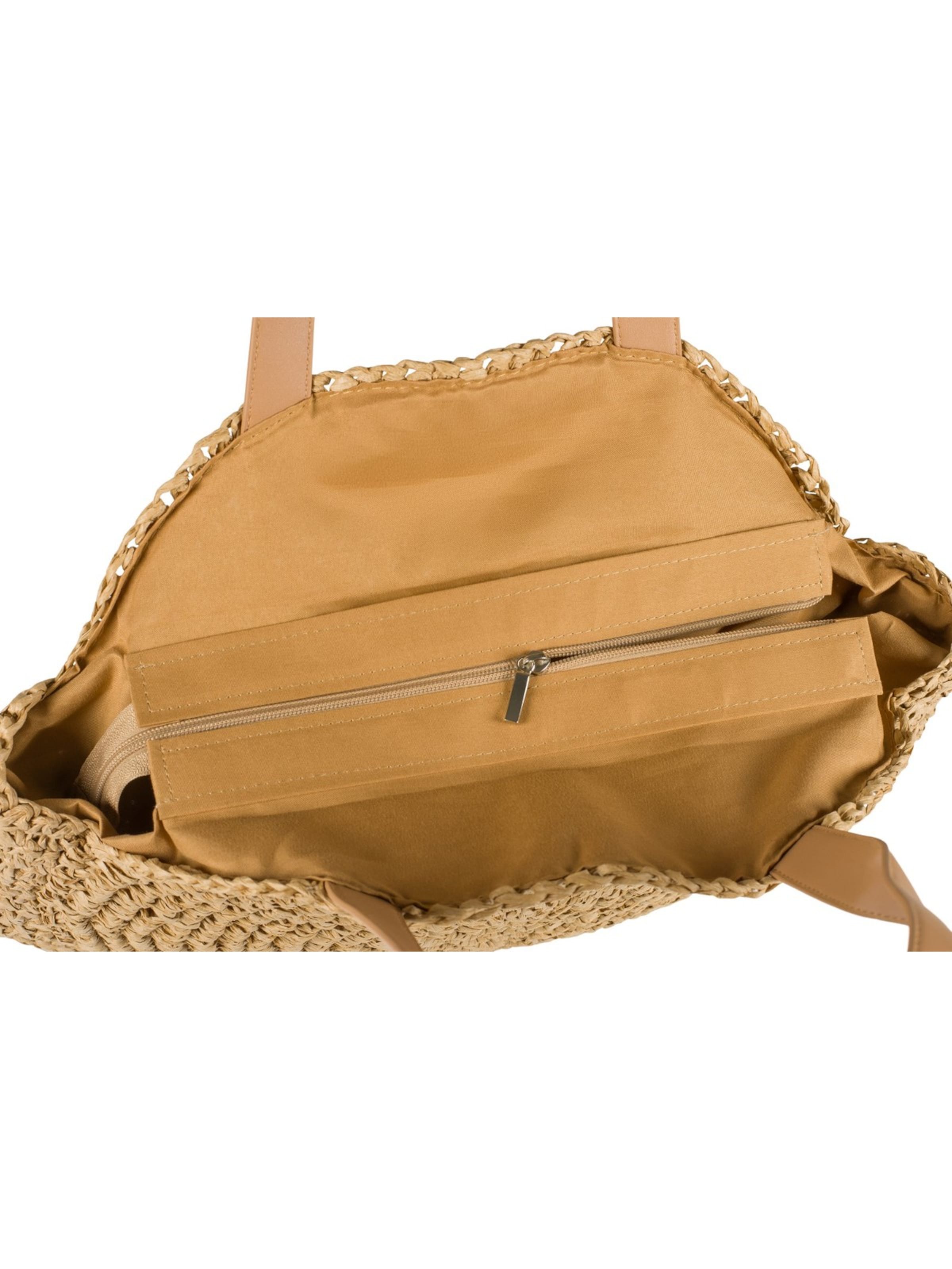 styleBREAKER Shoulder bag 'Runde Flecht Schultertasche - Basttasche' in Brown