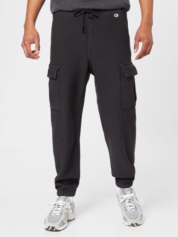 Champion Reverse Weave Tapered Cargo trousers in Black: front