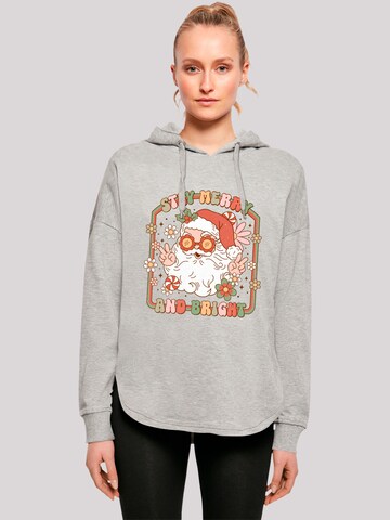 F4NT4STIC Sweatshirt 'Stay Merry And Bright Hippie Santa' in Grijs: voorkant