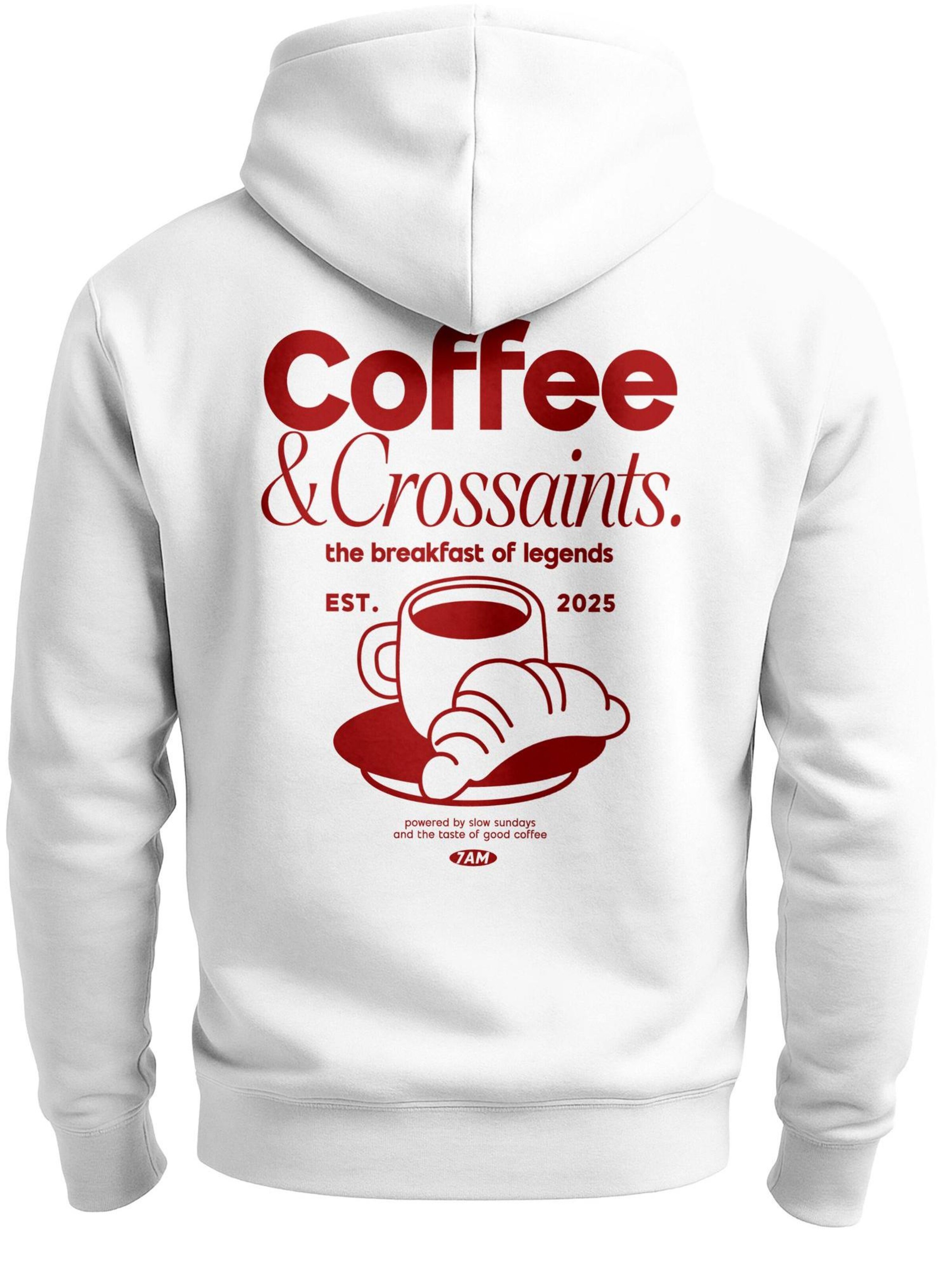 Neverless Sweatshirt 'Coffee & Crossaints' in White