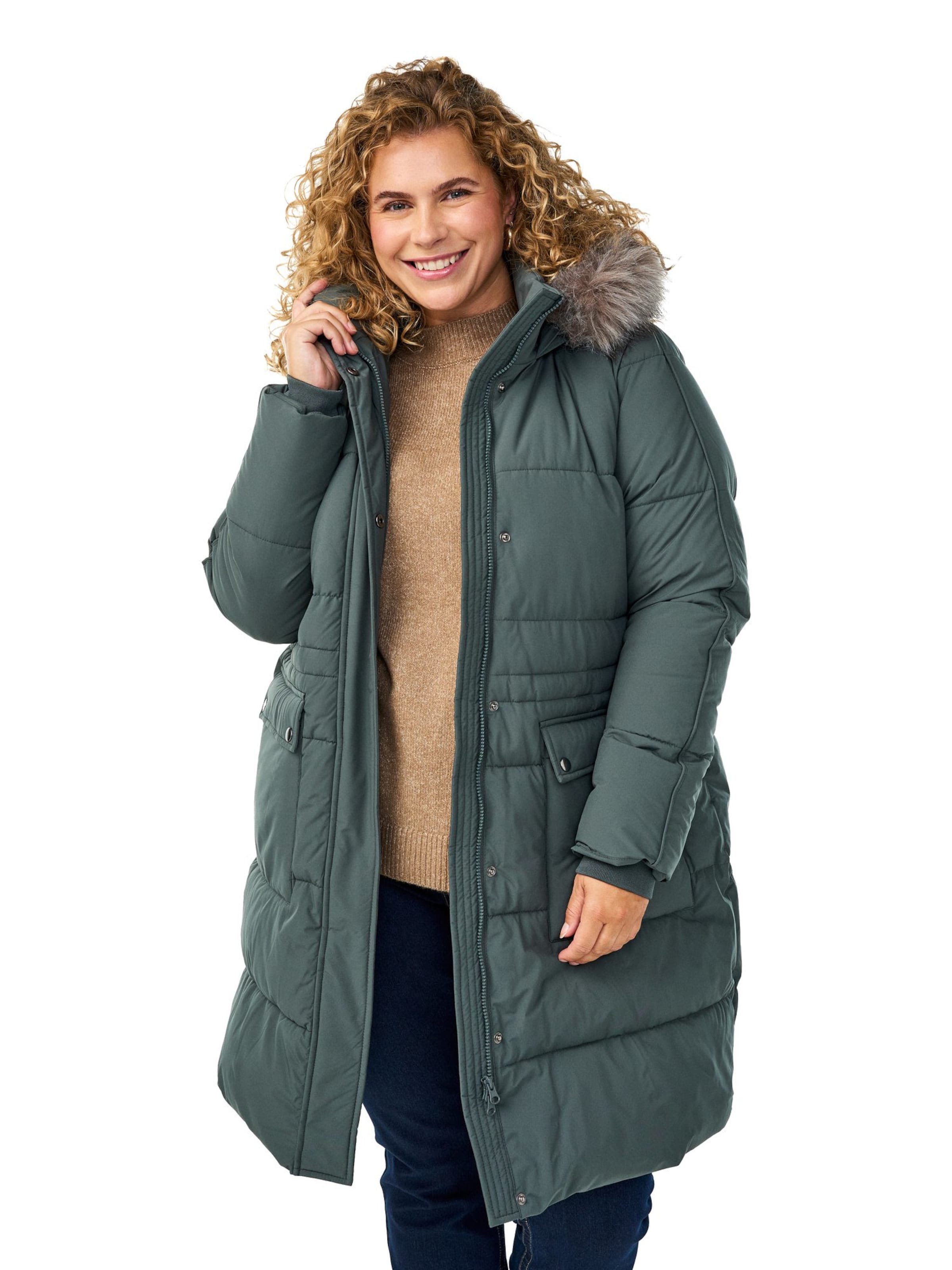 Parka de iarnă 'Cajulia' de la Zizzi pe verde: față