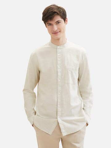 TOM TAILOR DENIM Regular fit Button Up Shirt in Beige: front