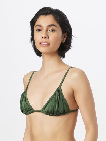 Public Desire Triangle Bikini Top in Green: front