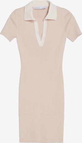 Bershka Gebreide jurk in Beige: voorkant