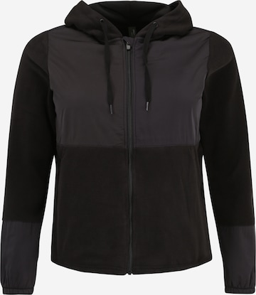 Only Play Curvy Athletic Fleece Jacket 'NATE' in Black: front