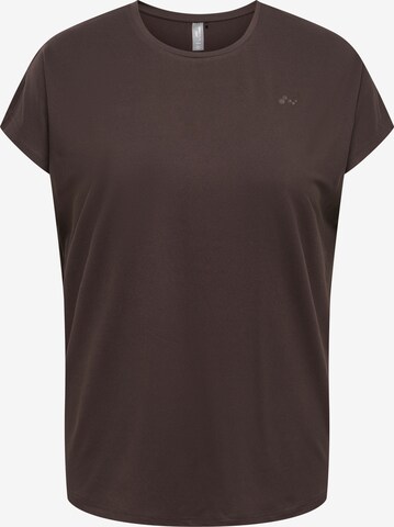 Only Play Curvy Functioneel shirt 'PAUBREE' in Bruin: voorkant