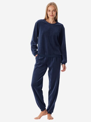 Pyjama ' Casual Velour ' SCHIESSER en bleu : devant