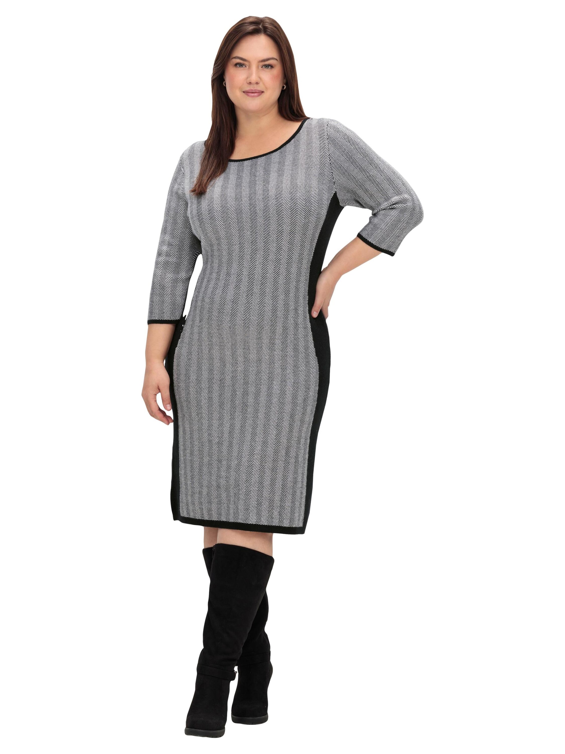 SHEEGO Pletena obleka | siva barva: sprednja stran