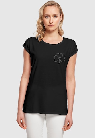 Merchcode Shirt 'Spring - Leaf Clover Flower' in Zwart: voorkant