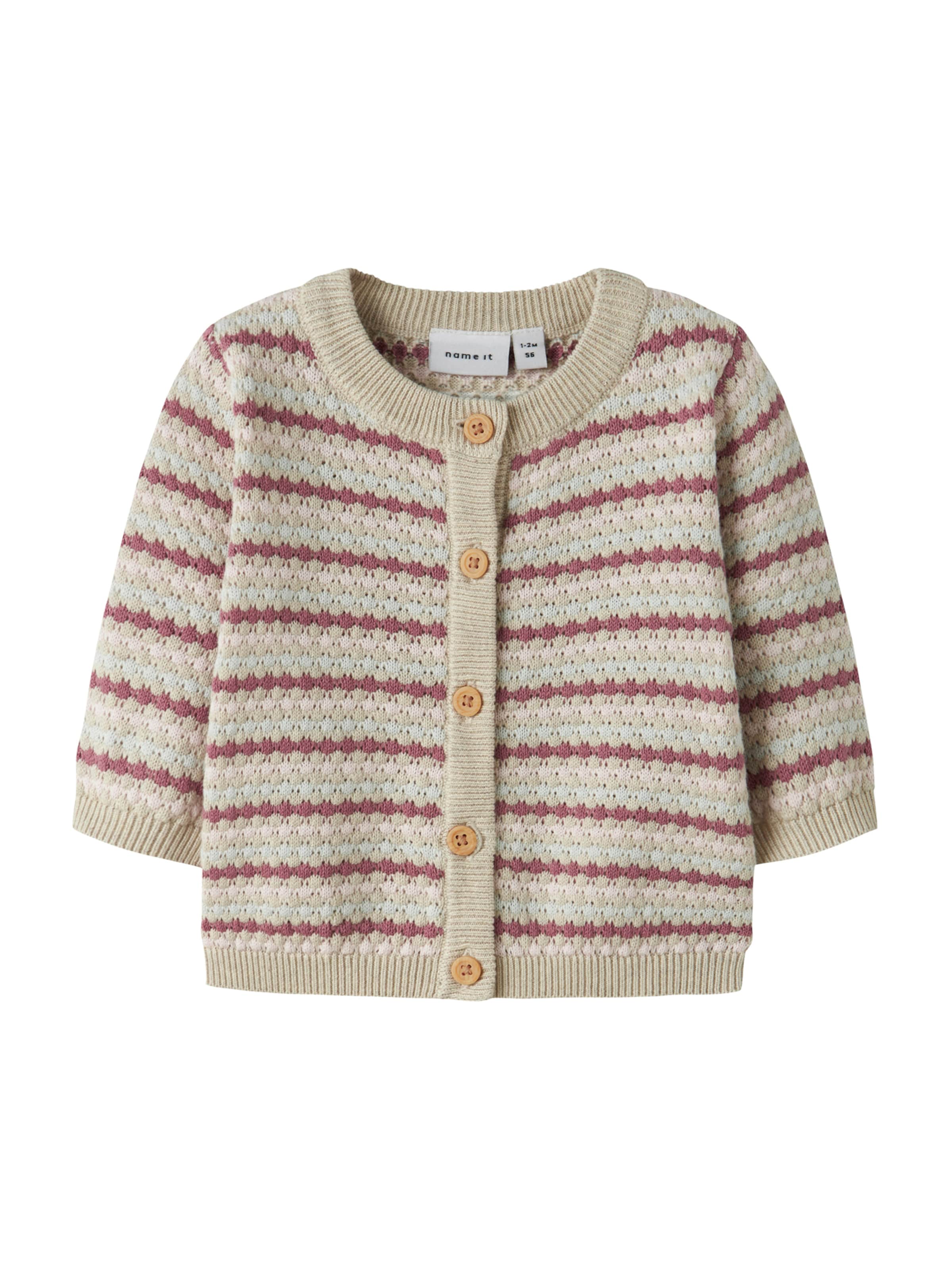 NAME IT Pletena jopa 'NBFFLOWS' | roza barva: sprednja stran