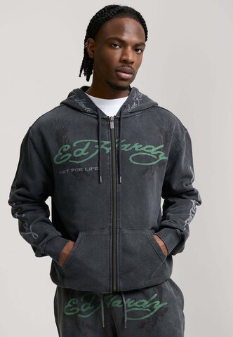 Ed Hardy Кофта на молнии 'Art For Life' в Черный: спереди