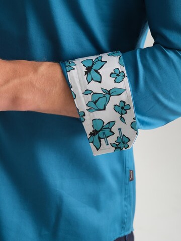 Slim fit Camicia business 'Roma Satin Man Shirt Green' di 7Camicie in verde