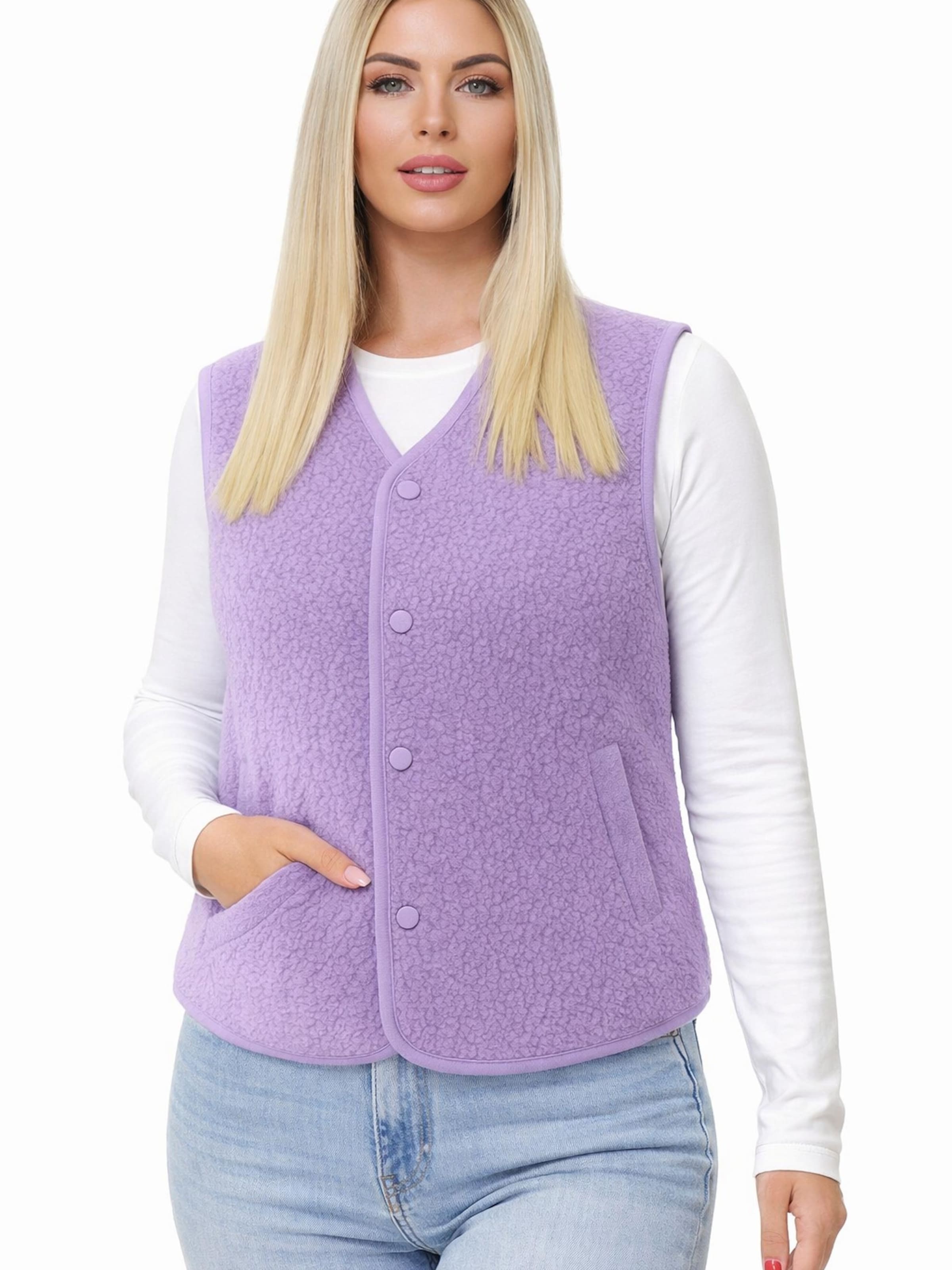 Worldclassca Vest 'Damen Kurze Kuschel Weste' in Purple: front