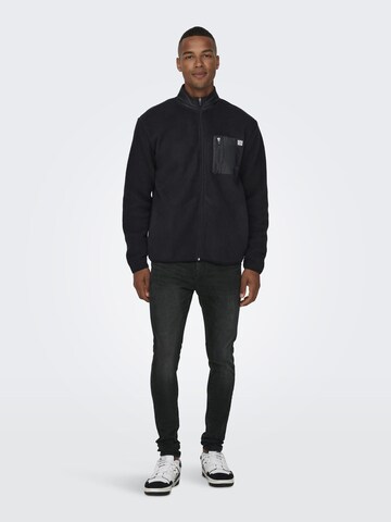 Only & Sons Fleecejacke 'Just' in Schwarz