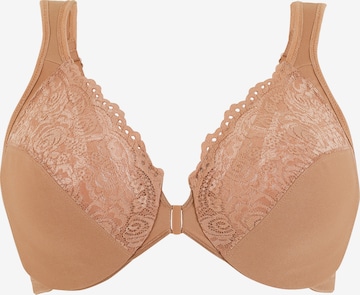 GLAMORISE Vorderverschluss-WonderWire-BH in Beige: Vorderseite