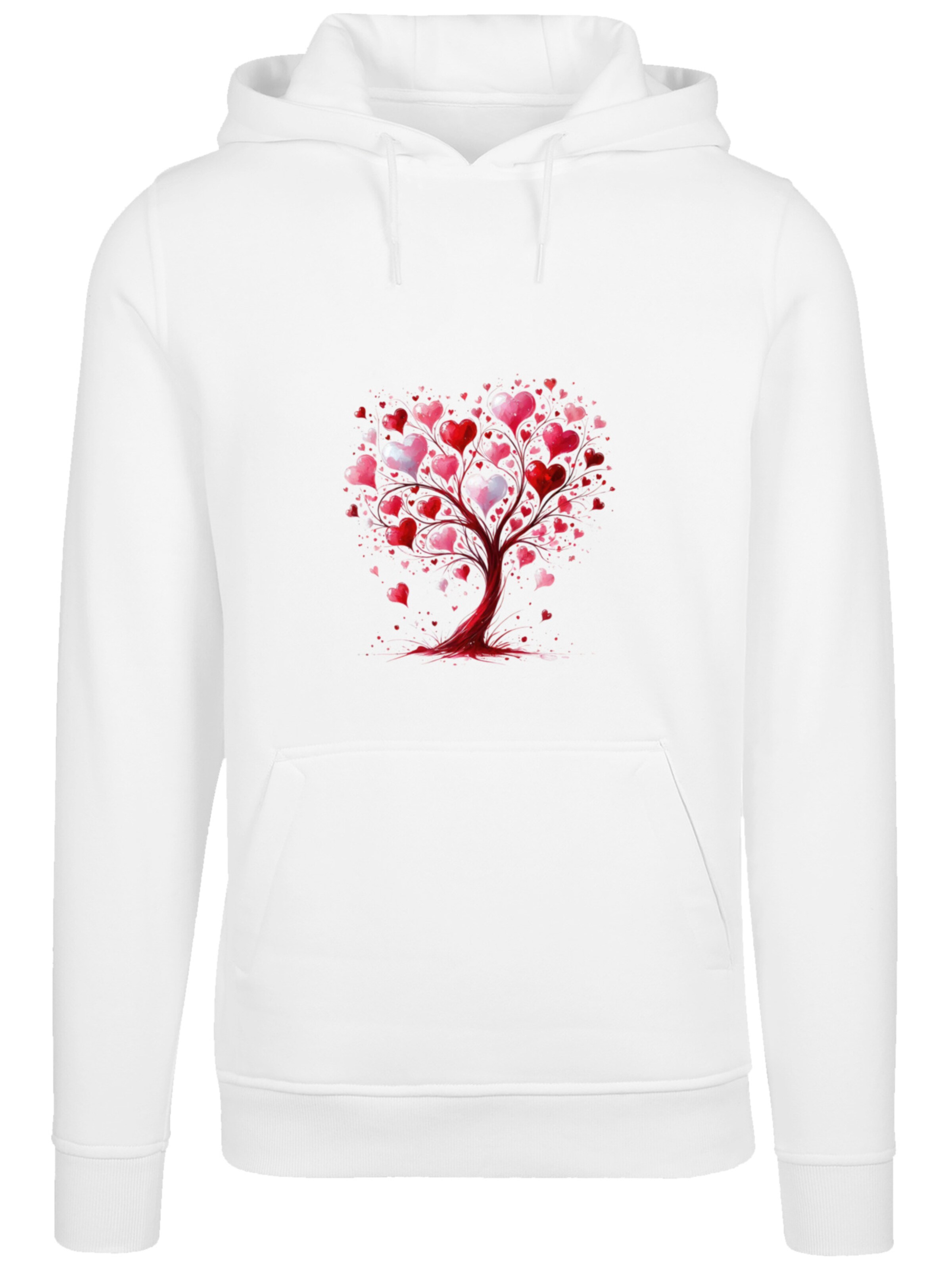 F4NT4STIC Sweatshirt 'Herz Baum Aquarell Druck' in Wit: voorkant