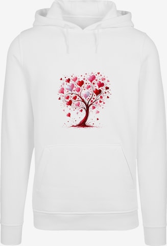 F4NT4STIC Sweatshirt 'Herz Baum Aquarell Druck' in Weiß: Vorderseite