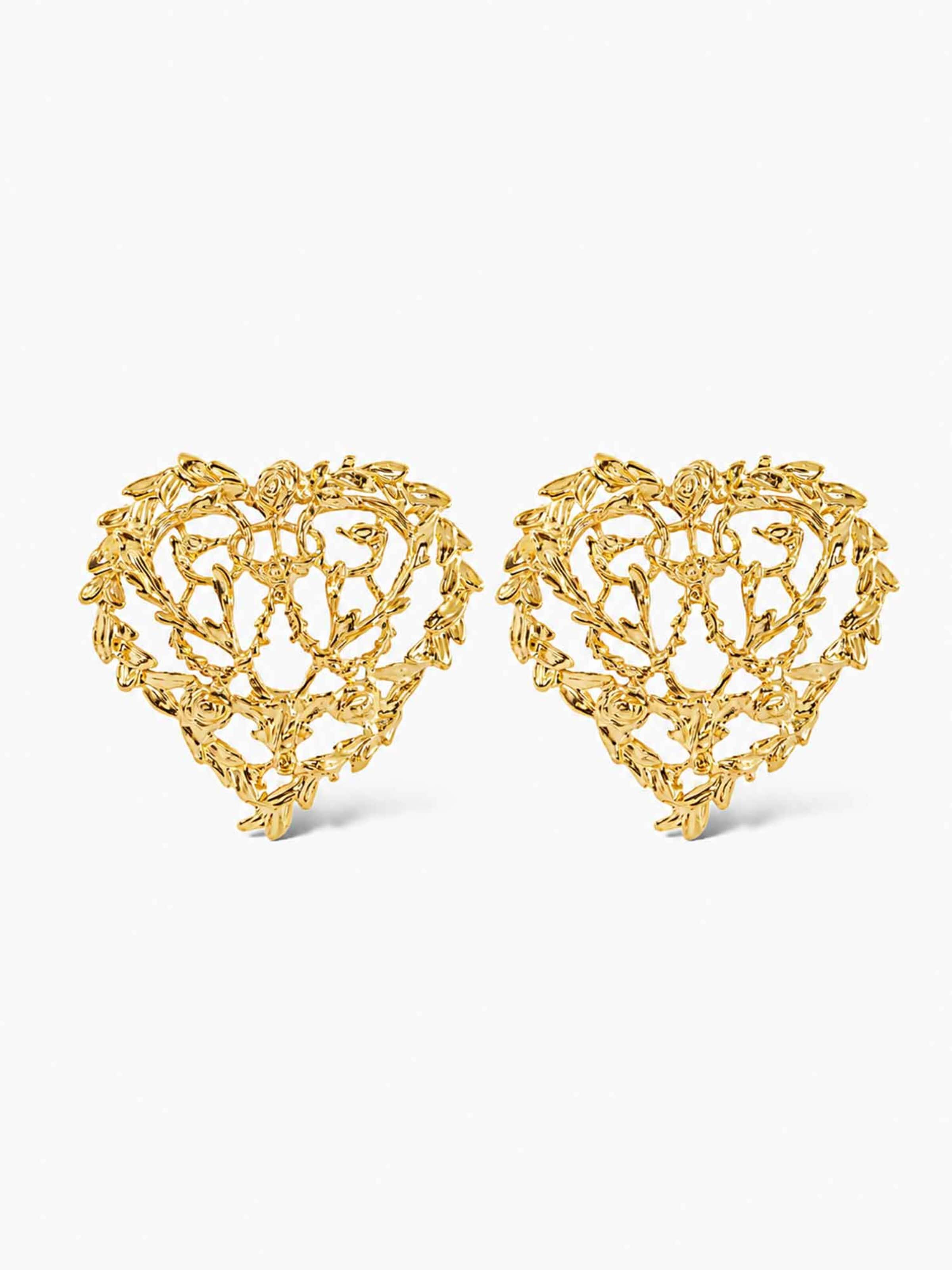 RteRme Náušnice 'Intertwined Hearts Gold Earrings' – zlatá: přední strana