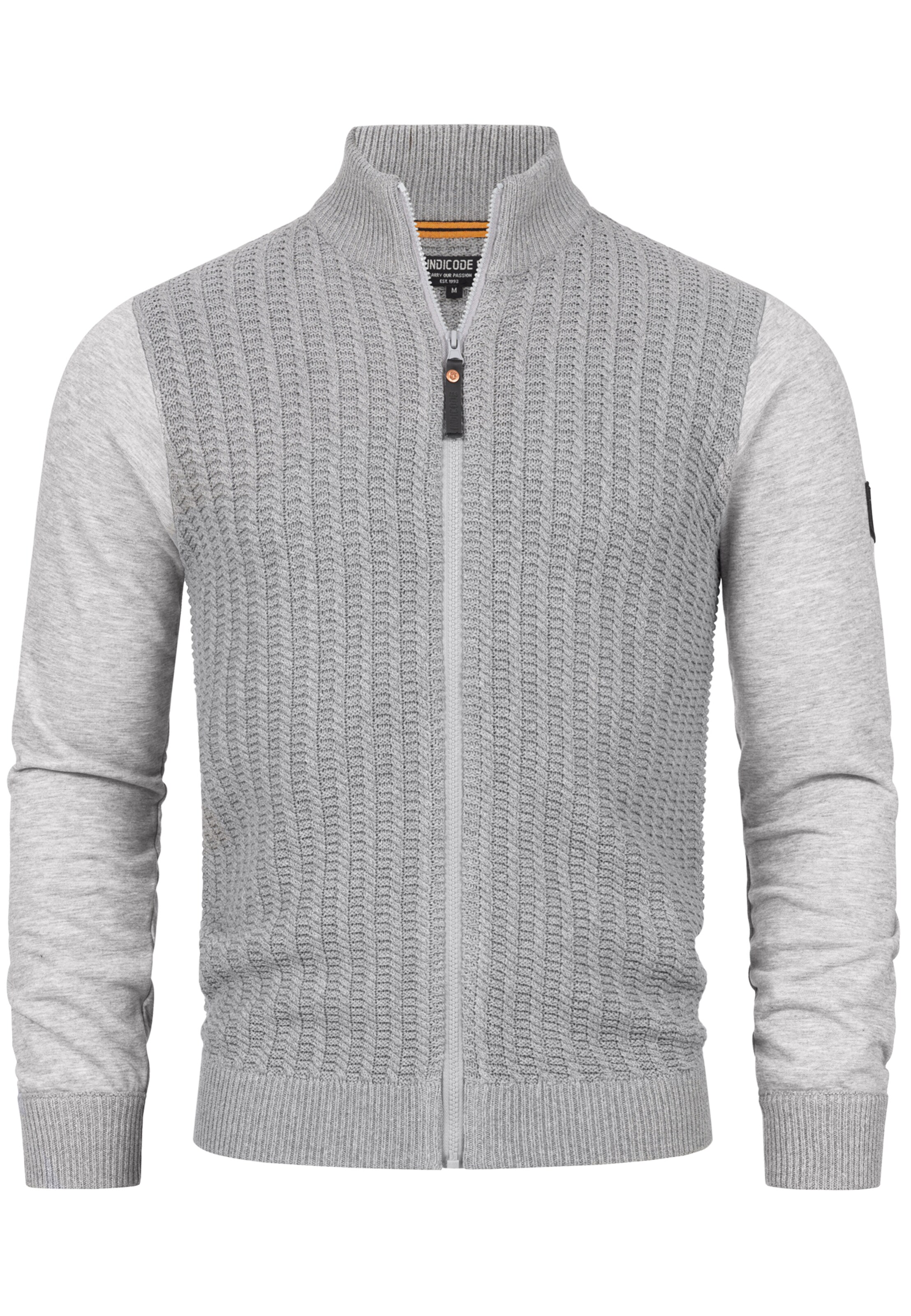 INDICODE JEANS Knit Cardigan 'Cason' in Grey: front