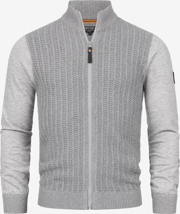 INDICODE JEANS Knit Cardigan 'Cason' in Grey: front