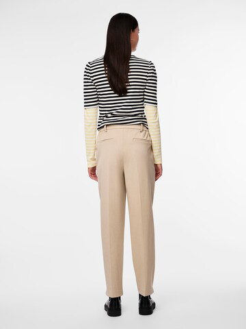 PIECES Loose fit Trousers with creases 'Camil' in Beige