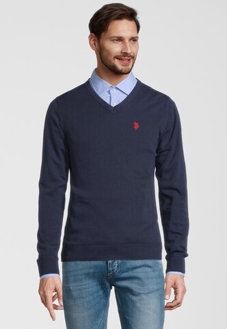 Pull-over U.S. POLO ASSN. en bleu : devant