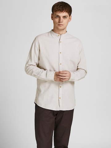 JACK & JONES Slim fit Button Up Shirt 'Summer' in Grey: front